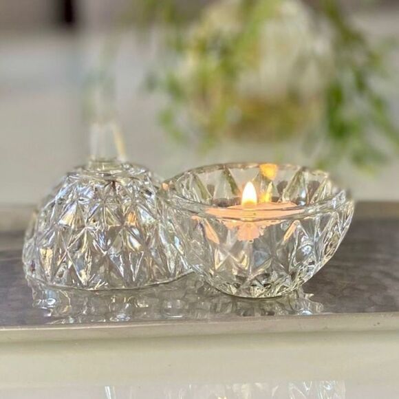 Vintage Covered Trinket Sugar Dish 8 Soy Candle Tealights Set - Picture 1 of 4